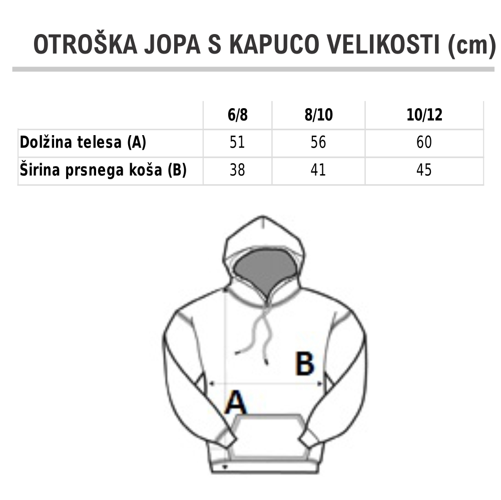 Črn hoodie velikosti