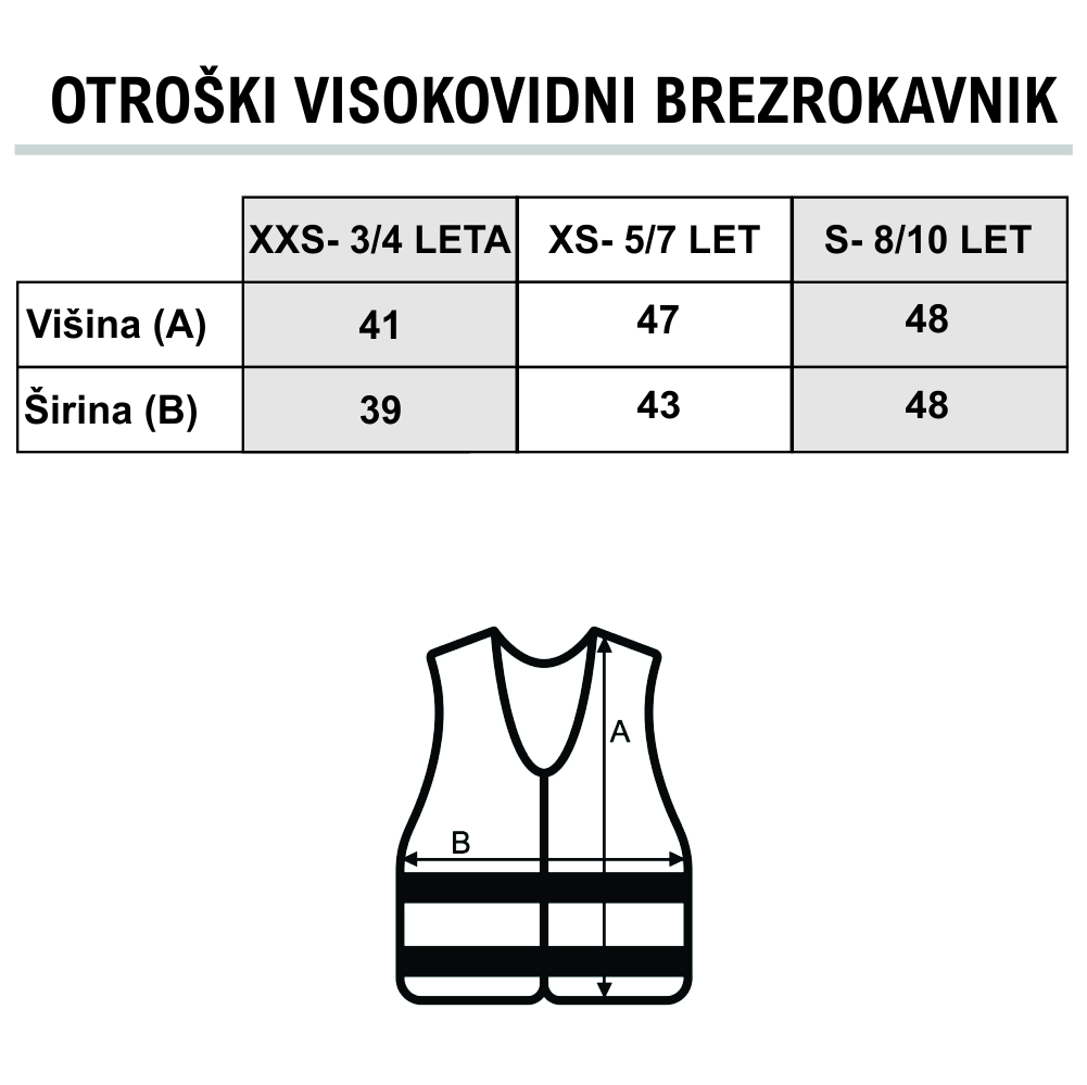 Otr. visokovidni brezrokavnik velikosti